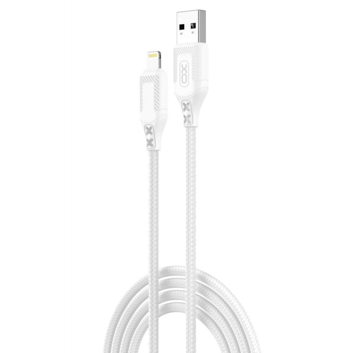 USB кабель XO NB235 Zebra series Braided Lightning 2.4A, White