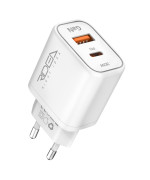 Сетевое зарядное устройство Ridea RW-GaN30BPAC USB QC3.0 / Type-C PD30W, White