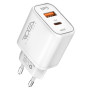 Мережевий зарядний пристрій Ridea RW-GaN30BPAC USB QC3.0 / Type-C PD30W, White