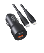 Автомобильное зарядное устройство Ridea RCC-47115 QPow Pro  USB / Type-C 47.5W cable Type-C to Lightning, Black