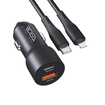 Автомобильное зарядное устройство Ridea RCC-47115 QPow Pro  USB / Type-C 47.5W cable Type-C to Lightning, Black