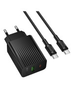 Сетевое зарядное устройство Borofone BAS76A USB QC3.0 / Type-C PD30W with cable, Black