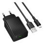 Сетевое зарядное устройство Borofone BAS72A USB QC3.0 18W with cable micro-USB, Black