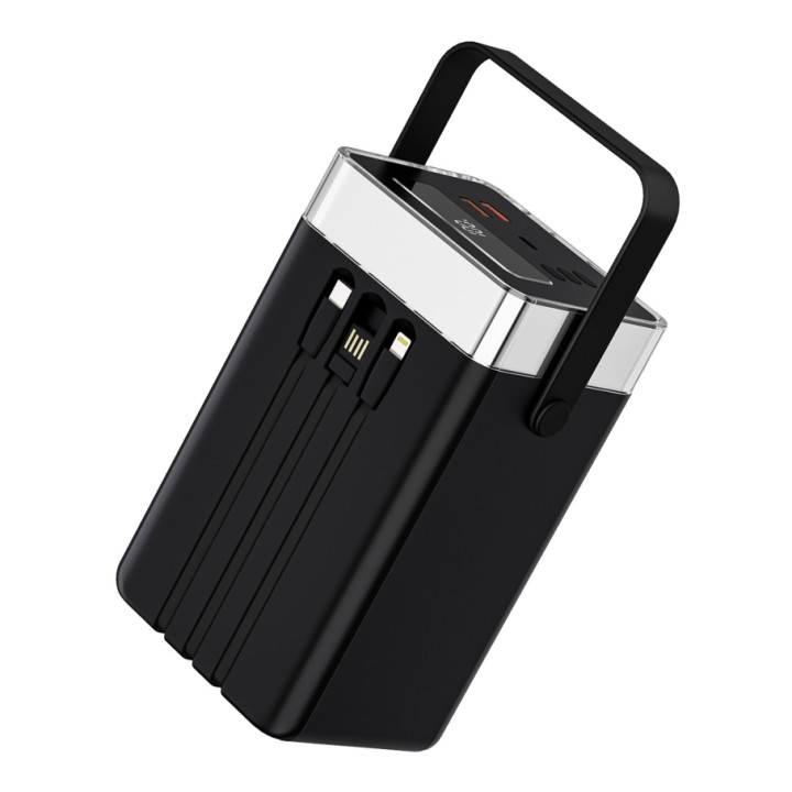 Зовнішній акумулятор Power Bank Hoco DB103A з RGB-ліхтарем та дисплеєм USB / Type-C 65W 60000mAh, Black