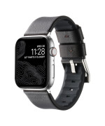 Ремешок Leather - Silicone для Watch 42 / 44 / 45 / 49 mm, Coffe Silver