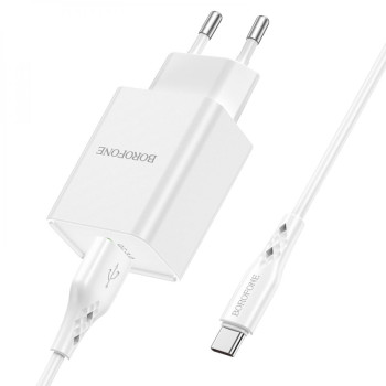 Мережевий зарядний пристрій Borofone BN5 18W QC3.0 Type C, White