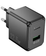 Мережевий зарядний пристрій Hoco CS17A 1USB QC 22.5W кабель USB to Type-C, Black