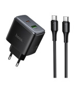 Мережевий зарядний пристрій Hoco C158A USB QC3.0 / Type-C PD45W with cable, Black