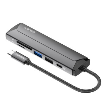USB Hub LDNIO DS-56H Type-C для HDMI*1 (4K@30hz / USB2.0*1 / SD / TF, Gray