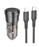 Автомобильное Зарядное Устройство Borofone BZ24 QC3.0 / PD20W  Type-C to Lightning, Transparent black