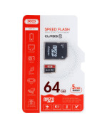 Карта памяти XO MicroSDHC 64gb Class 10 + Adapter, Black-Red