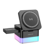 Беспроводное Зарядное Устройство Borofone BQ34 3 in1 Magnetic 15W для iWatch, Black