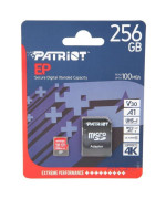 Карта Памяти & Adapter microSDXC Patriot EP V30 256Gb (UHS-I/U3) 10 Class, Black-Red