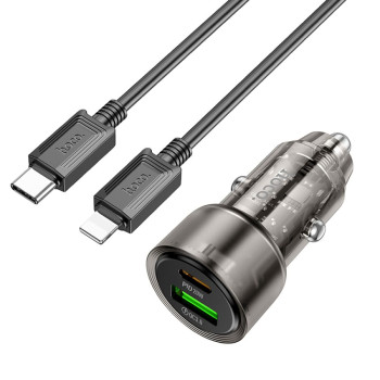 Автомобільний зарядний пристрій Hoco Z52 Spacious PD38W / QC3.0 3A Type-C to Lightning, Black