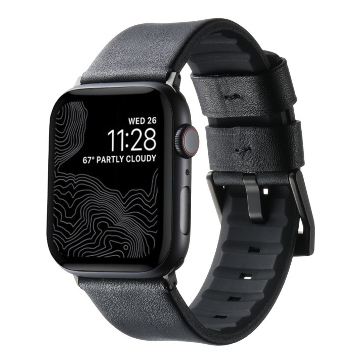 Ремінець Leather - Silicone для Watch 38 / 40 / 41 mm, Black