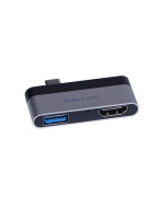 Переходник адаптер Borofone DH2 Type-C to HDMI+USB3.0 adapter, Steel-Black