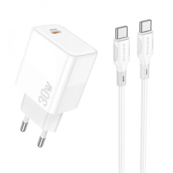 Мережевий Зарядний Пристрій Borofone BA77A Insightful PD/QC 30W Type-C to Type-C, White