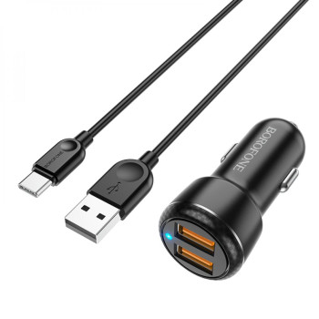 Автомобильное зарядное устройство Borofone BZ17 QC3.0 3A 18W Type-C, Black