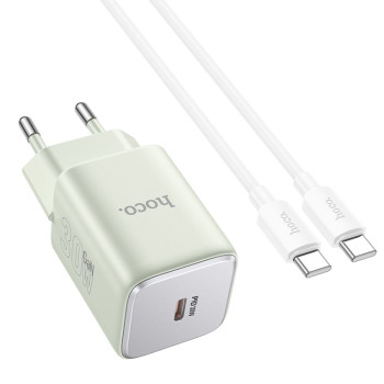 Мережевий Зарядний Пристрій Hoco N43 PD30W / QC3.0 3A cable Type-C to Type-C, Green