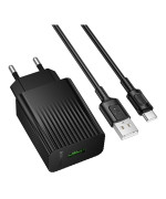 Мережевий зарядний пристрій Borofone BAS72A USB QC3.0 18W with cable Type-C, Black
