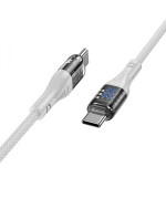 USB кабель Hoco U115 Transparent 100W With Display Type-C to Type-C 1.2m, Gray