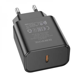 Мережевий Зарядний пристрій Borofone BA71A Type-C PD20W 3A, Black