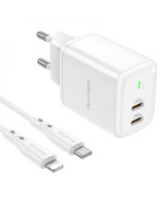 Мережевий зарядний пристрій Borofone BN9 Reacher Type-C PD 35W QC3.0 Type-C to Lightning , White