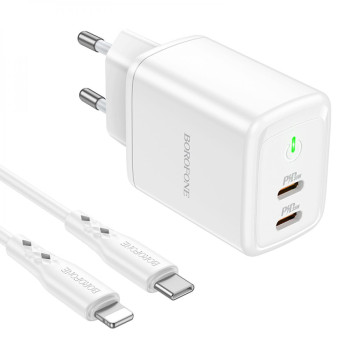 Сетевое Зарядное Устройство Borofone BN9 Reacher Type-C PD 35W QC3.0 Type-C to Lightning , White