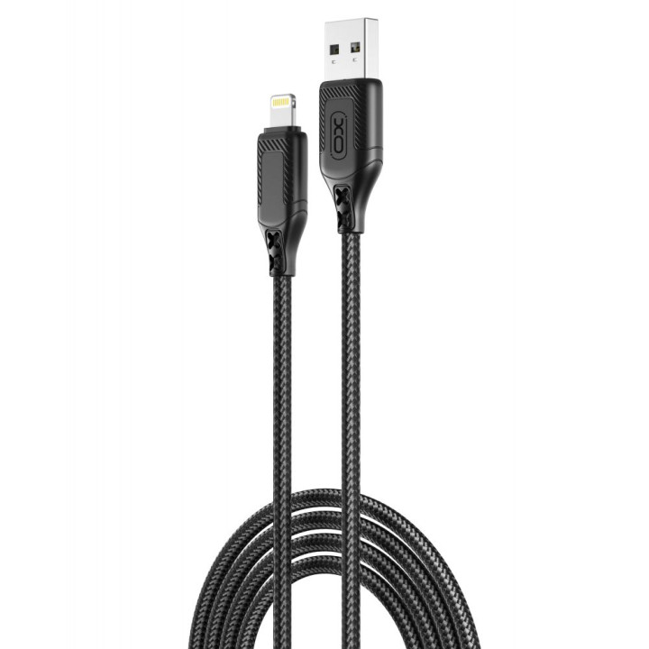 USB кабель XO NB235 Zebra series Braided Lightning 2.4A, Black