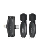 Микрофон петличный беспроводной XO MKF010 Twin Type-C / Lightning 70mAh, Black