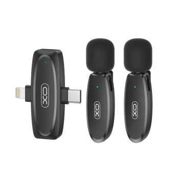 Мікрофон петличний бездротовий XO MKF010 Twin Type-C / Lightning 70mAh, Black
