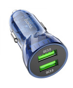Автомобільний зарядний пристрій Hoco Z47 Transparent QC3.0 18W, Transparent blue