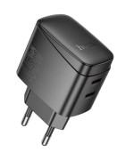 Мережевий зарядний пристрій Hoco CS62A 2USB-C PD / QC 45W GAN, Black