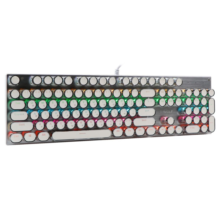 Проводная игровая клавиатура TWolf T75 punk LED Blue Switch, White