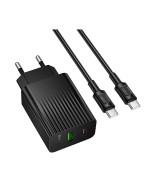Сетевое зарядное устройство Borofone BAS74A USB QC3.0 / Type-C PD20W with cable, Black