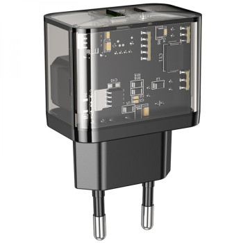 Мережевий Зарядний Пристрій Hoco N34 Dazzling PD20W / QC3.0, Black