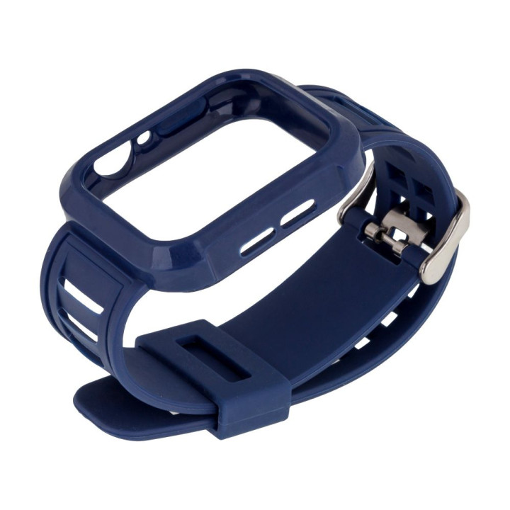 Ремешок Silicone Shine для Apple Watch 44mm + Protect Case, Midnight Blue