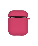 Чехол футляр Silicone Case with microfibra для Airpods 1/2, Shiny pink
