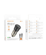 Автомобильное Зарядное Устройство Borofone BZ24 QC3.0 / PD20W cable Type-C to Type-C, Transparent black
