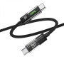 USB кабель Hoco U116 Transparent 60W LED Indicator Type-C to Type-C 1.2m, Black