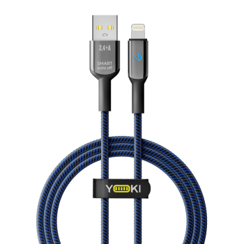 Data - кабель YOKI SMART YK-SM31 USB to Lightning 12W 1.2m, Black-Blue