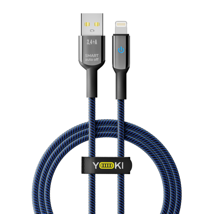 Data - кабель YOKI SMART YK-SM31 USB to Lightning 12W 1.2m, Black-Blue