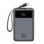 Внешний аккумулятор Power Bank XO PR267 65W с кабелем Type-C 20000mAh, Gray