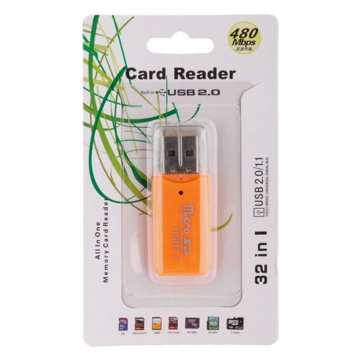 USB Кардридер RS052 microSD - USB 2.0, Orange