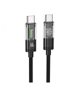 USB кабель Hoco U116 Transparent 60W LED Indicator Type-C to Type-C 1.2m, Black