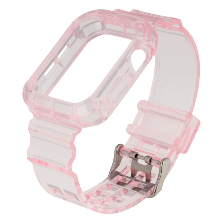 Ремешок Color Transparent для Apple Watch 40mm + Protect Case, Pink