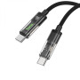 USB кабель Hoco U116 Transparent 60W LED Indicator Type-C to Type-C 1.2m, Black