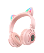 Bluetooth Стерео Гарнітура Borofone BO18 Cat Ear 400 mAh, Pink