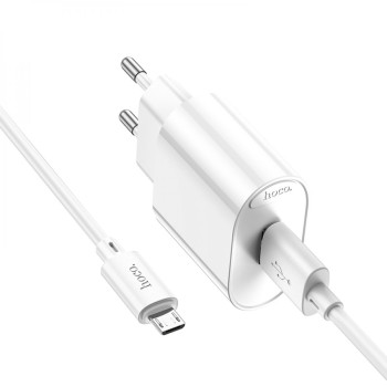 Сетевое Зарядное Устройство Hoco C109A Fighter USB QC3.0 18W Micro, White