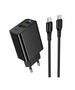 Сетевое зарядное устройство Hoco CS95A USB QC3.0 / Type-C PD30W with cable, Black